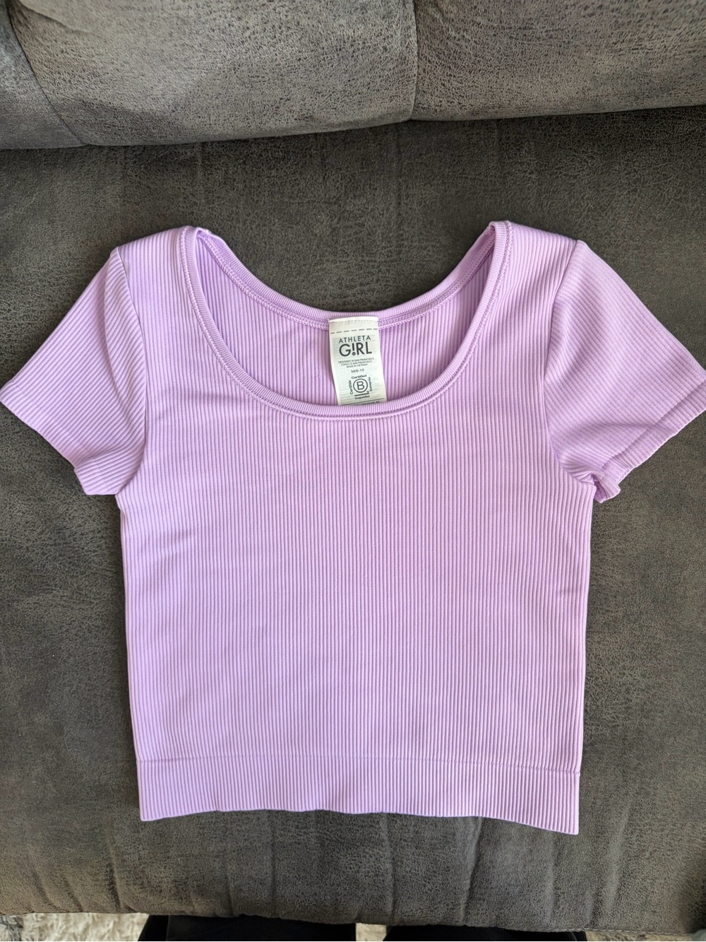 Athleta Girl “Rise Above Rib Scoop Tee” - Lilac